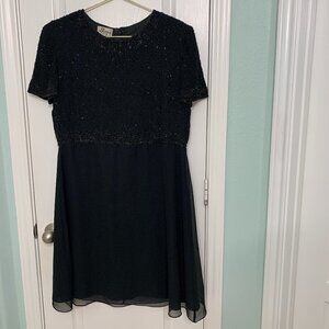 J Kara Beaded Black Midi Dress